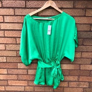 New York & Co • Silky Green Shirt with Tie